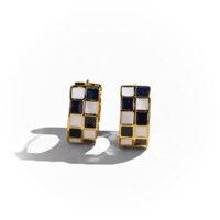 Checkered Huggie Hoops